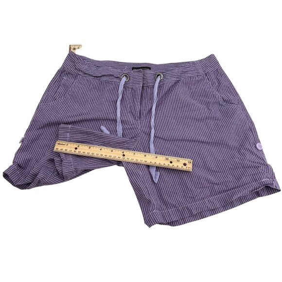 New York & Company Womens Purple Striped Drawstring Shorts Size 8 - Picture 2 of 5
